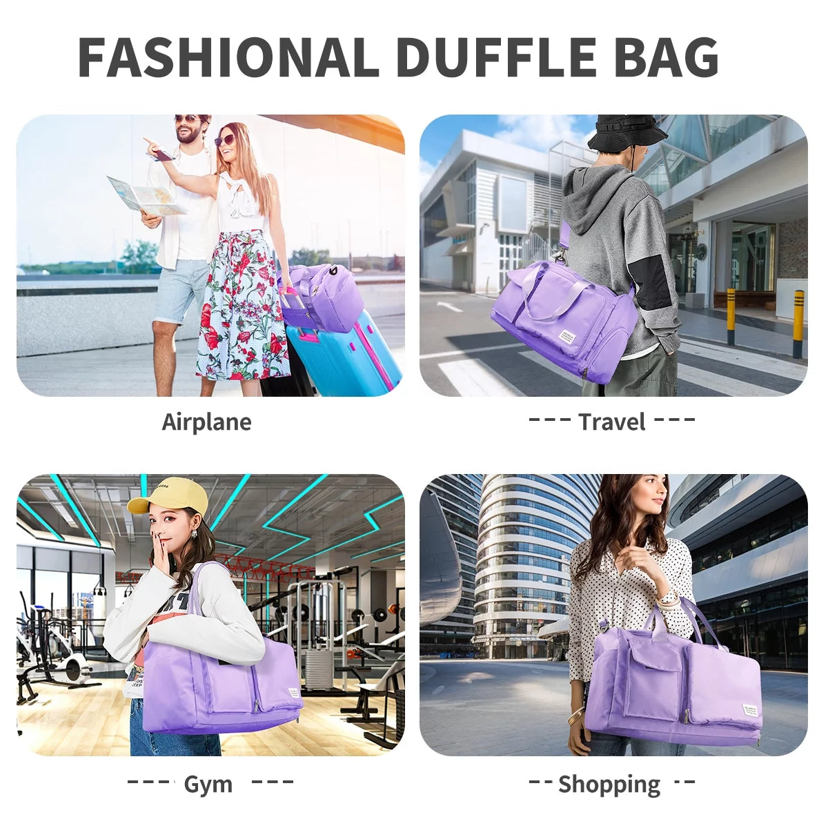  Waterproof Travel Duffle Bag, Purple