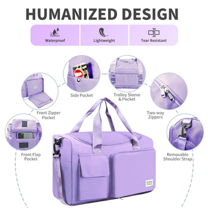  Waterproof Travel Duffle Bag, Purple