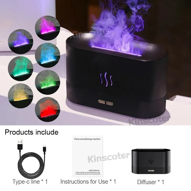 Aroma Diffuser Air Humidifier Ultrasonic Cool Mist Maker Led Essential Oil Flame Lamp Difusor