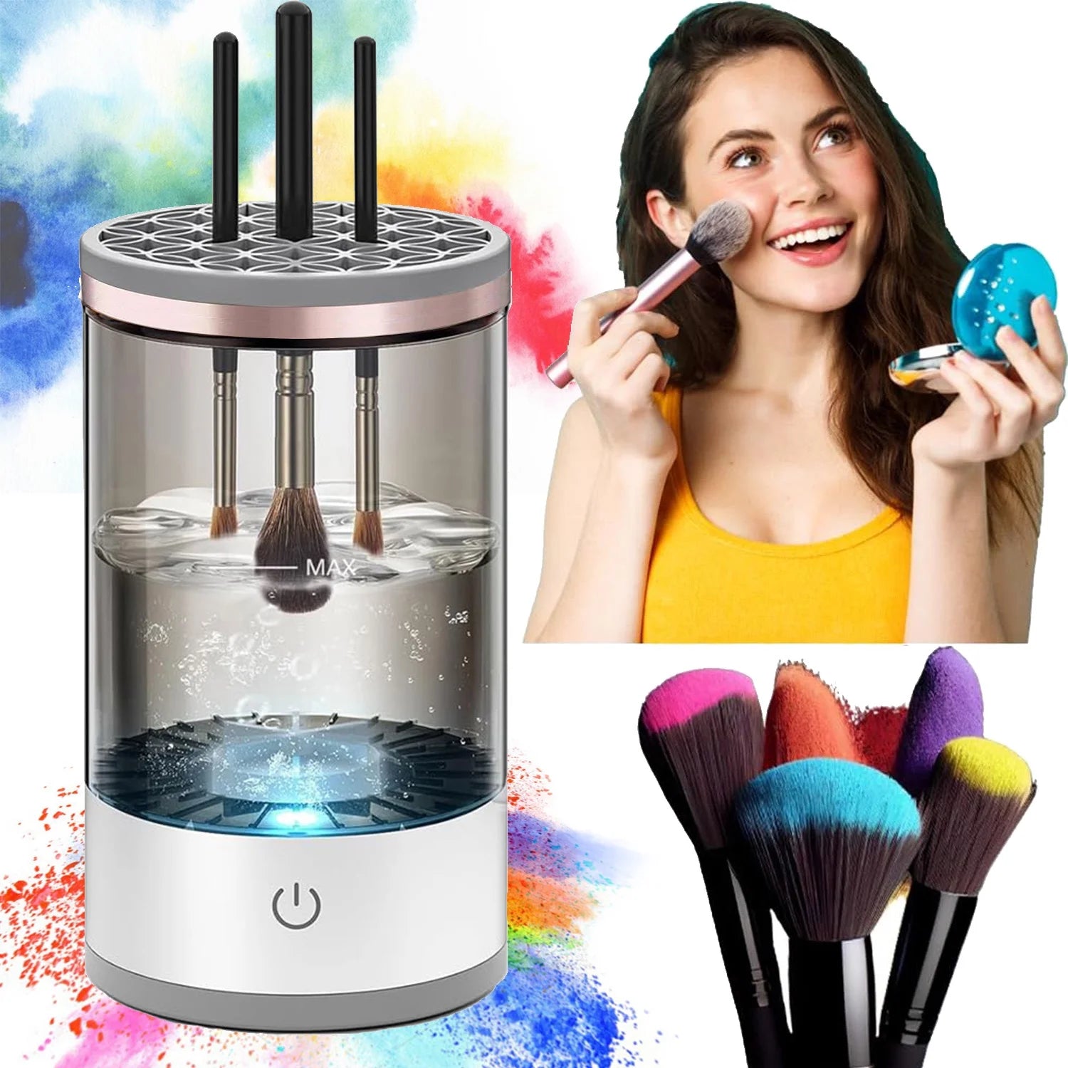 Electric makeup Brush Cleaner, Automatic Spinning  for All Size Makeup Brush, Gift for Women Wife Friend