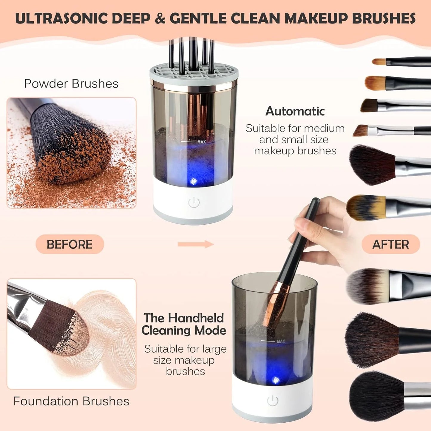 Electric makeup Brush Cleaner, Automatic Spinning  for All Size Makeup Brush, Gift for Women Wife Friend