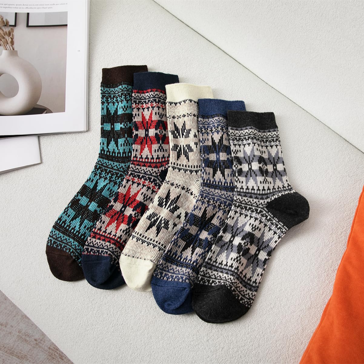 Pleneal 5 Pack Thick Wool Socks for Women - Cozy Knit Boots Socks - Great for stocking stuffers