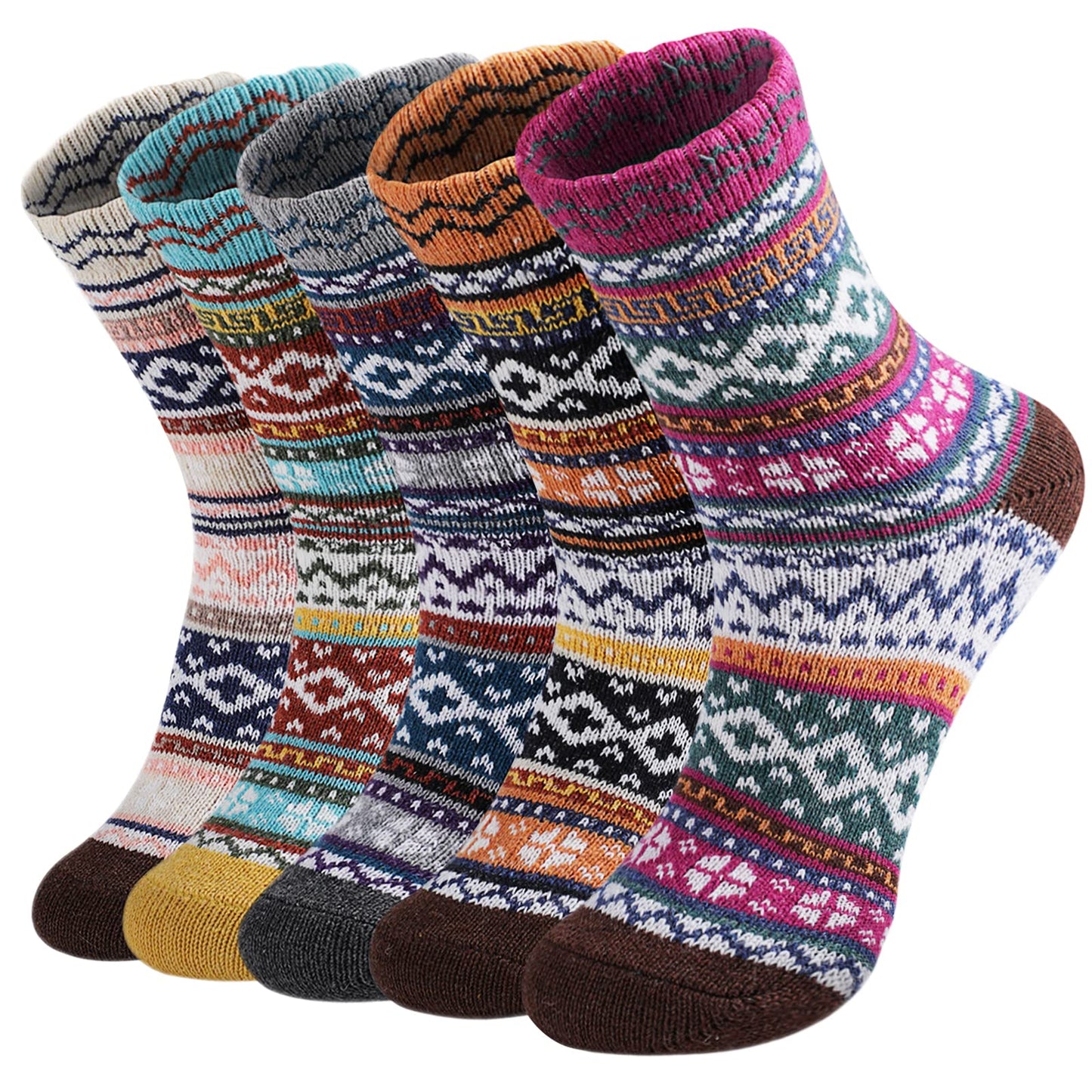 Pleneal 5 Pack Thick Wool Socks for Women - Cozy Knit Boots Socks - Great for stocking stuffers