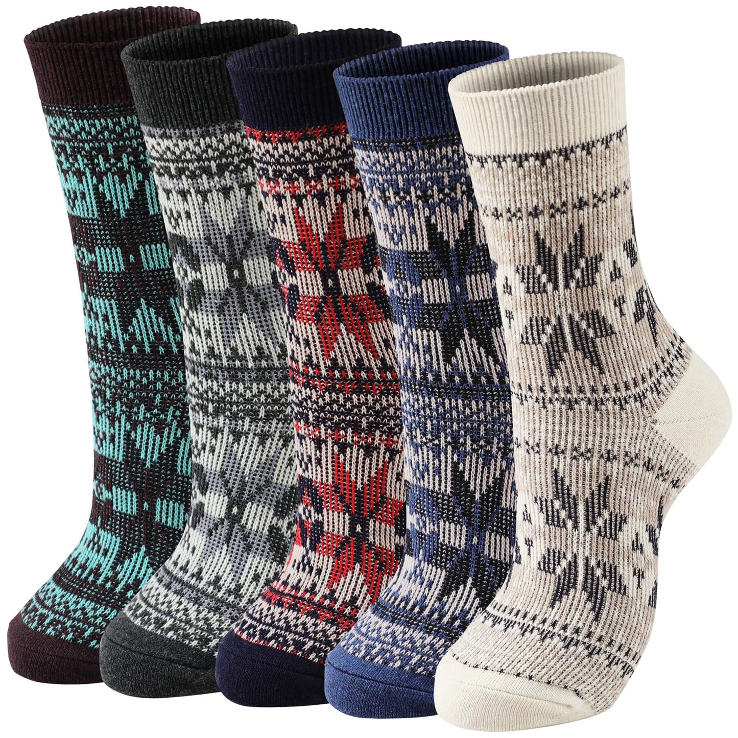 Pleneal 5 Pack Thick Wool Socks for Women - Cozy Knit Boots Socks - Great for stocking stuffers