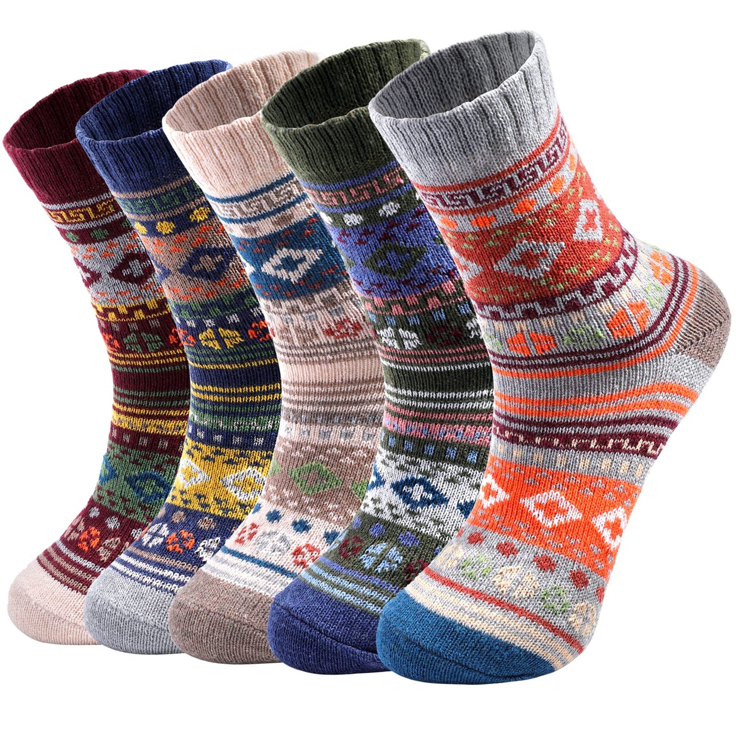 Pleneal 5 Pack Thick Wool Socks for Women - Cozy Knit Boots Socks - Great for stocking stuffers