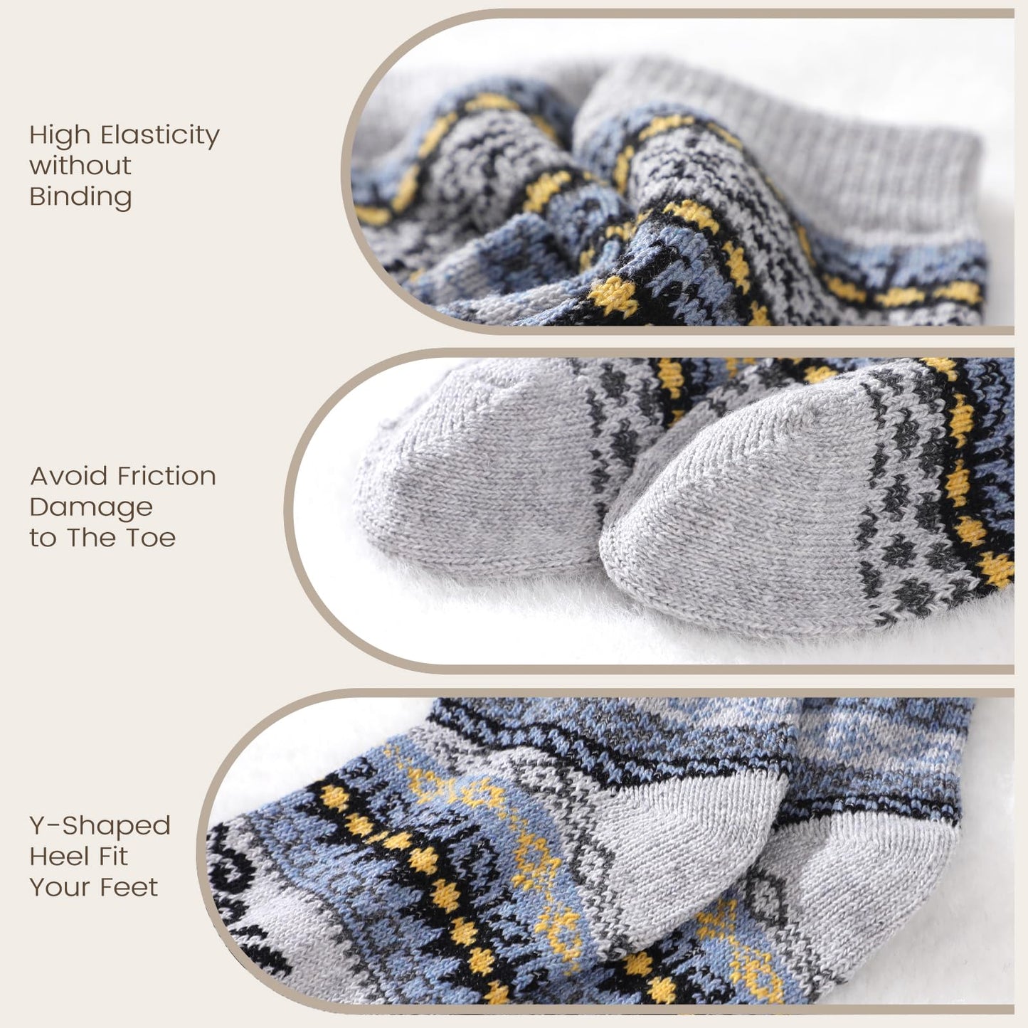 Pleneal 5 Pack Thick Wool Socks for Women - Cozy Knit Boots Socks - Great for stocking stuffers