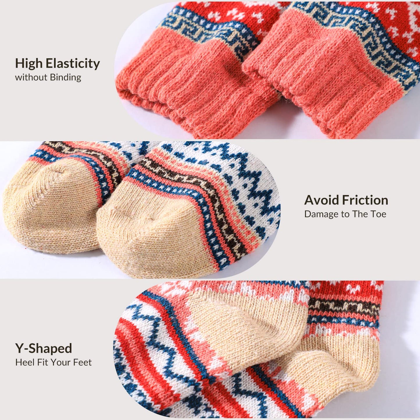 Pleneal 5 Pack Thick Wool Socks for Women - Cozy Knit Boots Socks - Great for stocking stuffers