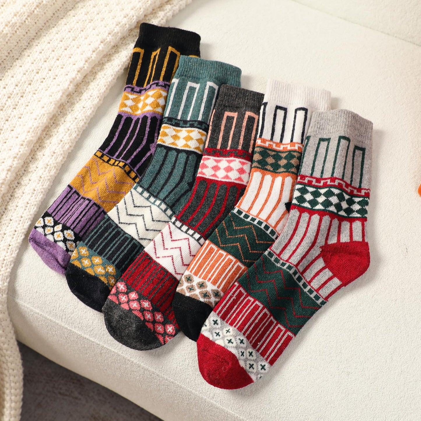 Pleneal 5 Pack Thick Wool Socks for Women - Cozy Knit Boots Socks - Great for stocking stuffers