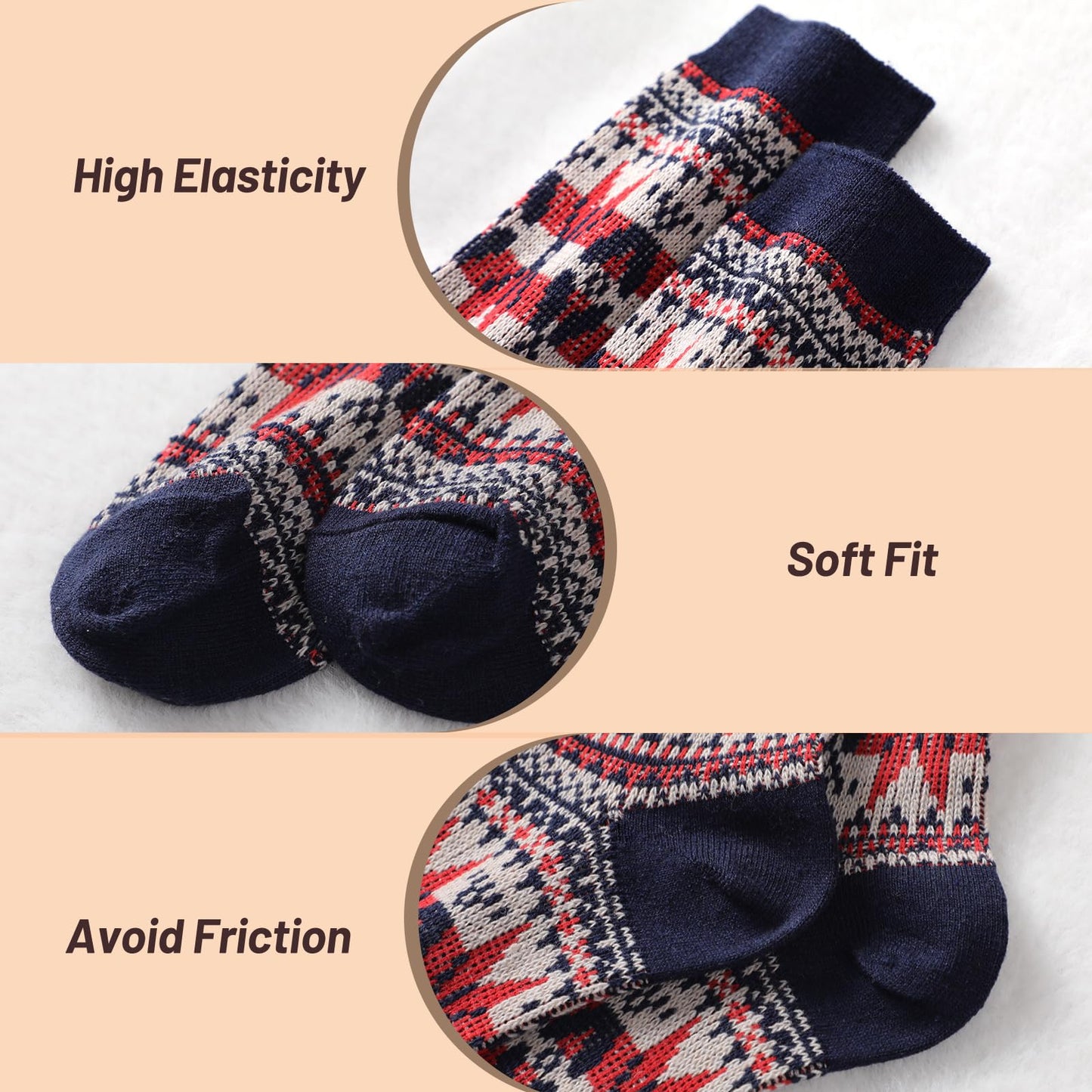 Pleneal 5 Pack Thick Wool Socks for Women - Cozy Knit Boots Socks - Great for stocking stuffers