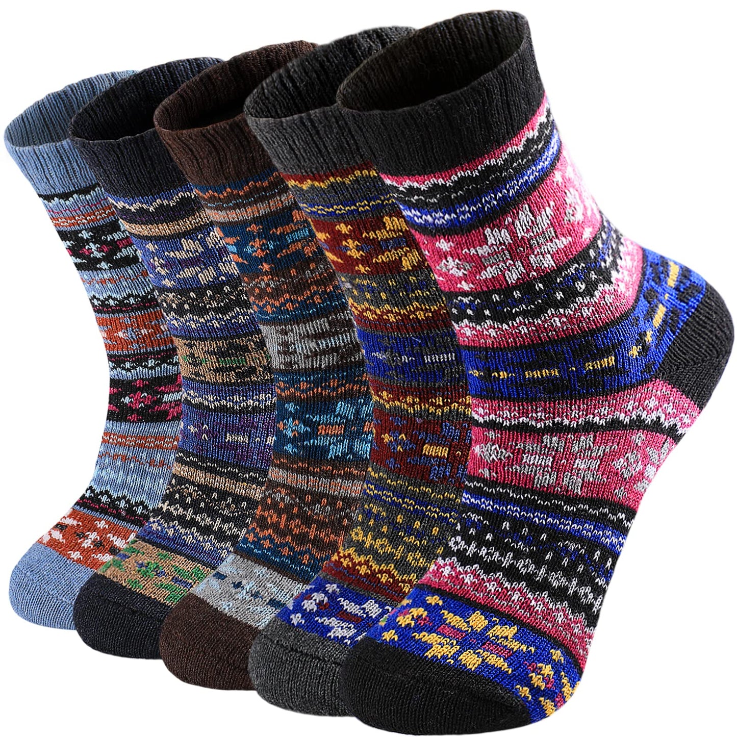 Pleneal 5 Pack Thick Wool Socks for Women - Cozy Knit Boots Socks - Great for stocking stuffers