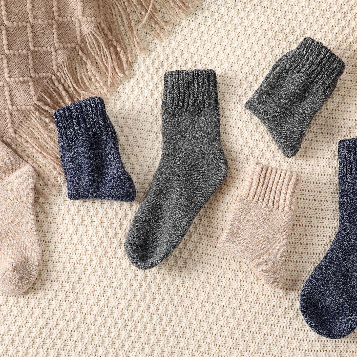 Pleneal 5 Pack Thick Wool Socks for Women - Cozy Knit Boots Socks - Great for stocking stuffers