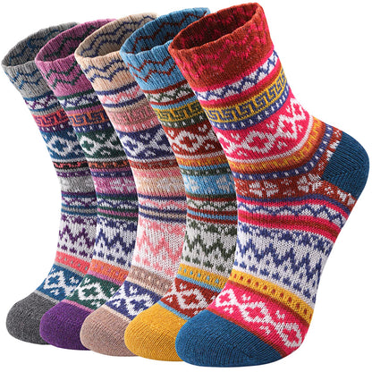 Pleneal 5 Pack Thick Wool Socks for Women - Cozy Knit Boots Socks - Great for stocking stuffers