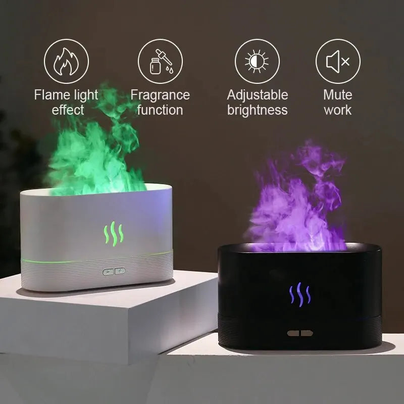 Aroma Diffuser Air Humidifier Ultrasonic Cool Mist Maker Led Essential Oil Flame Lamp Difusor