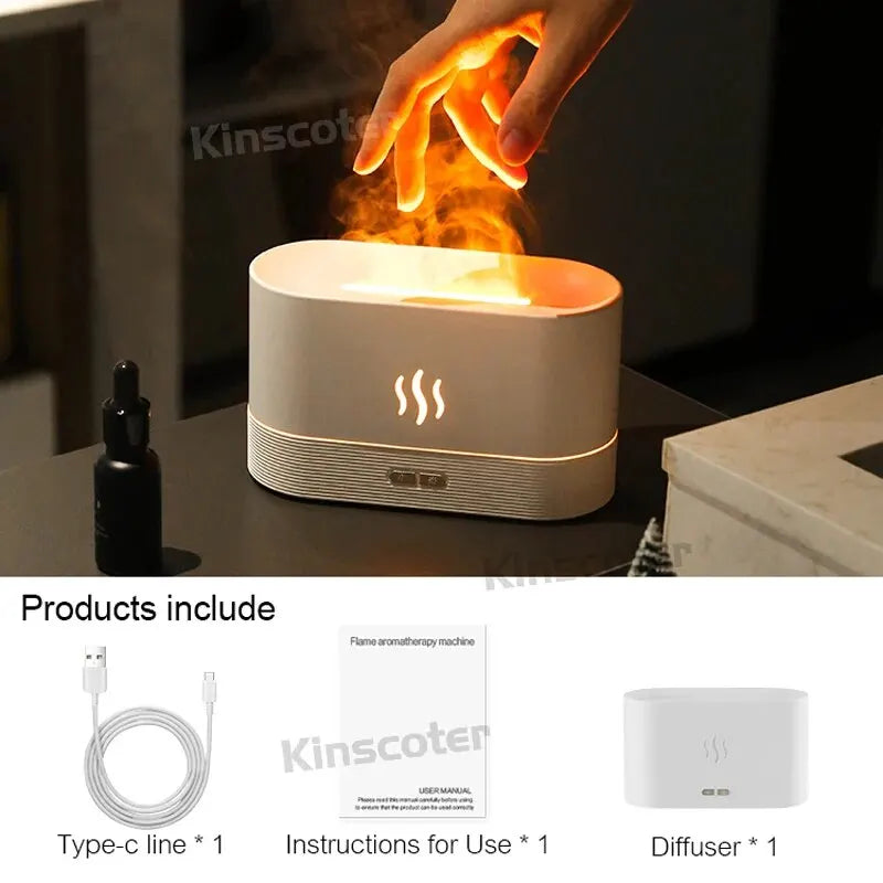 Aroma Diffuser Air Humidifier Ultrasonic Cool Mist Maker Led Essential Oil Flame Lamp Difusor