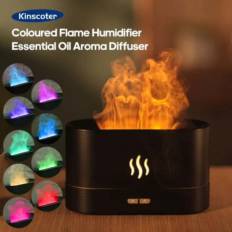 Aroma Diffuser Air Humidifier Ultrasonic Cool Mist Maker Led Essential Oil Flame Lamp Difusor