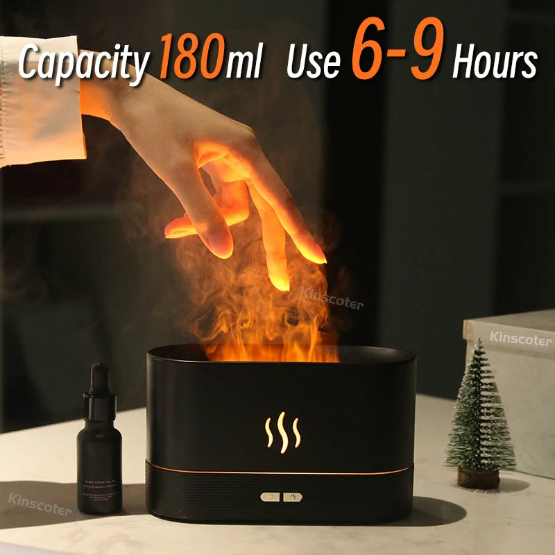 Aroma Diffuser Air Humidifier Ultrasonic Cool Mist Maker Led Essential Oil Flame Lamp Difusor